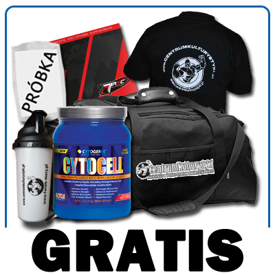 Próbka odżywki + Koszulka + Torba treningowa + Shaker CentrumKulturystyki + Katalog produktów Trec + Odżywka Cytocell