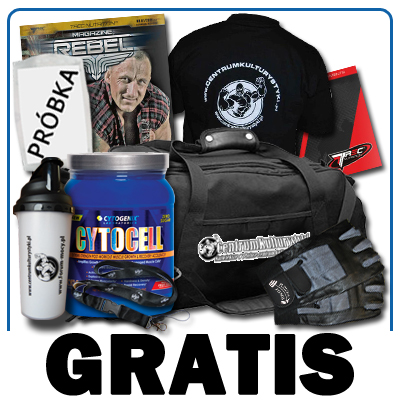 Próbka odżywki + koszulka + Torba treningowa + Shaker CentrumKulturystyki + Katalog produktów Trec + Odżywka Cytocell