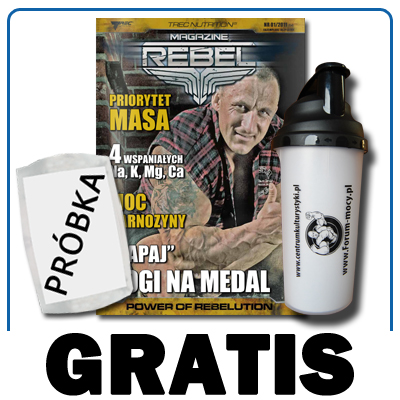 Próbka odżywki + Czasopismo dla sportowców Rebelline + Shaker CentrumKulturystyki.pl