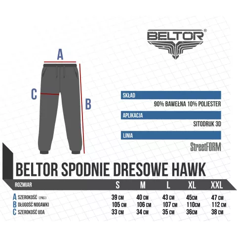 Spodnie Dresowe HAWK Sweatpants Melange - Beltor