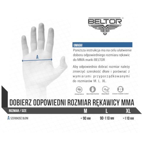 Rękawice MMA Training Black – skóra bydlęca - Beltor