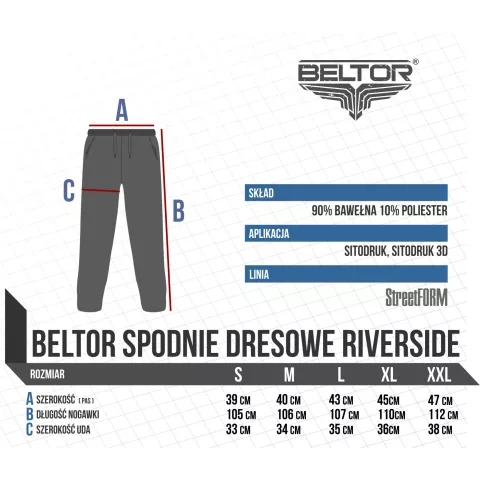 Spodnie Dresowe RIVERSIDE Sweatpants Black - Beltor