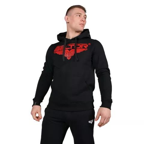 Bluza Męska z Kapturem Hoodie Red Logo Black - Beltor