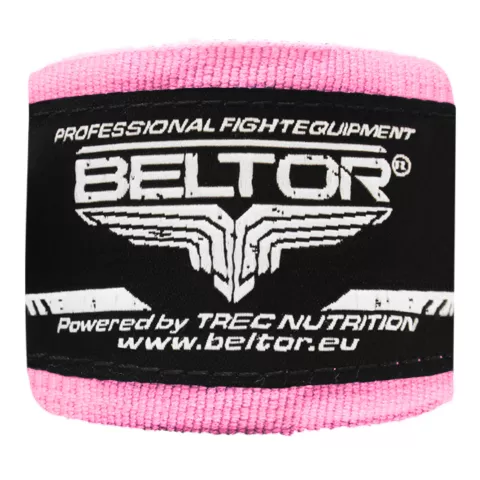 Owijki bokserskie bawełniane 4m bandaże taśmy treningowe różowe - Beltor
