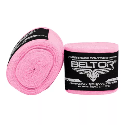 Owijki bokserskie bawełniane 4m bandaże taśmy treningowe różowe - Beltor