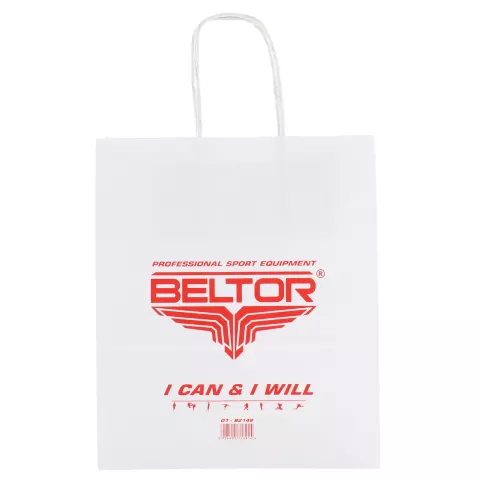 Papierowa torba na zakupy nagrody z uchwytem biała 320x170x390mm L - Beltor
