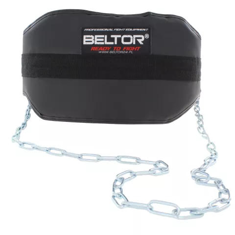Pas kulturystyczny obciążeniowy z łańcuchem do podciągania dipów- Beltor