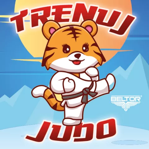 Naklejka TRENUJ JUDO KIDS 01 Na zeszyt notes szafkę Wlepka 5x5cm - Beltor