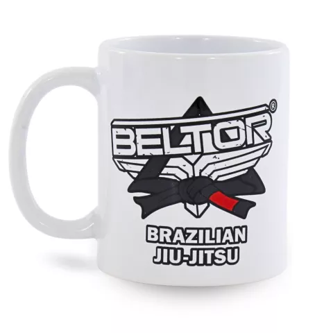 Kubek Brazilian Jiu-Jitsu BJJ Logo Bialy - Beltor