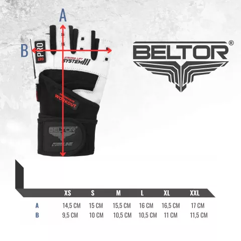 Rękawiczki treningowe na siłownię z usztywnieniem skórzane STRONG LIFT SYSTEM III - Beltor