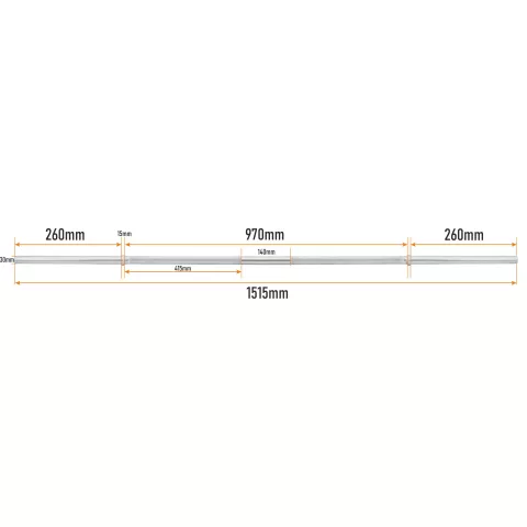 Gryf prosty gładki 152cm / 30mm bez zacisków - HRD System