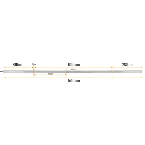 Gryf prosty gładki 165cm / 30mm bez zacisków - HRD System