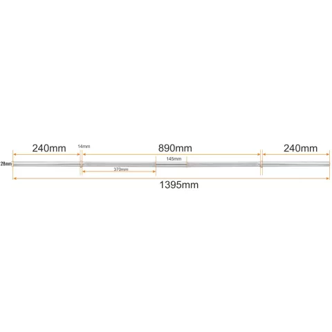 Gryf prosty gładki z zaciskami + kluczyk 140cm / 28mm - HRD System