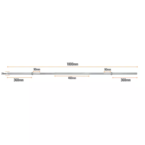 GRYF PROSTY GŁADKI 180cm / 28mm SZTANGA DO ĆWICZEŃ - Beltor