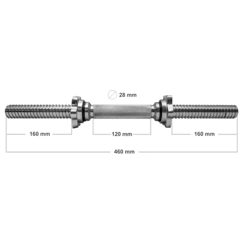 Gryfik krótki 46 cm / 28 mm z zaciskami - Platinum Fitness