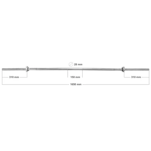 Gryf prosty 165 cm / 28 mm gwintowany z zaciskami - Platinum Fitness