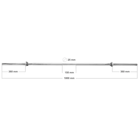 Gryf prosty 180 cm / 25 mm gwintowany z zaciskami - Platinum Fitness