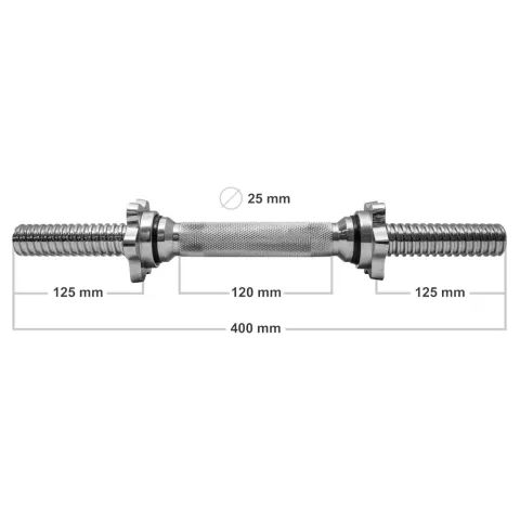 Gryfik krótki 40 cm / 25 mm z zaciskami - Platinum Fitness