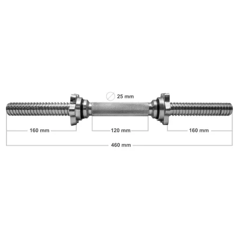 Gryf 25mm krótki 46cm - Platinum Fitness