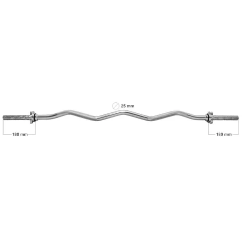 Zestaw 2x Gryf gwintowany lekko łamany 120 cm Prosty 180 cm 25 mm Zaciski - Platinum Fitness