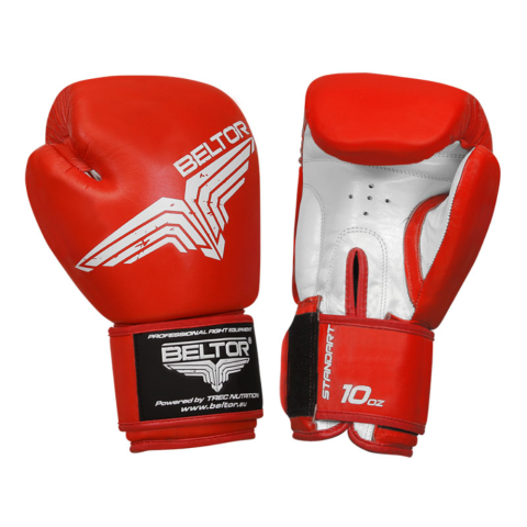 Rękawice bokserskie Standard Red – skóra bydlęca - Beltor