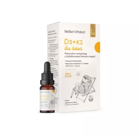 Witamina D3 + K2 MK7 Dla dzieci Krople 10 ML Naturalne - Mother's Protect