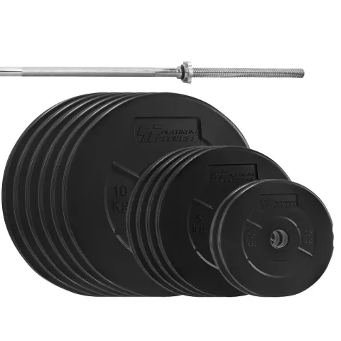 Zestaw 95kg obciążenie bitumiczne + gryf prosty 180cm - PlatinumFitness