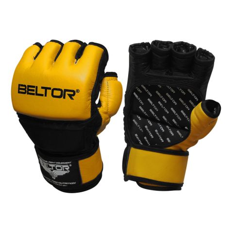 Rękawice MMA One Yellow-Black – skóra bydlęca - Beltor