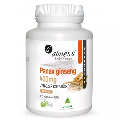 Panax Ginseng ŻEŃ-SZEŃ KOREAŃSKI 20% 400mg x 100 kap - Aliness