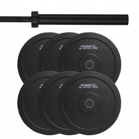ZESTAW 50KG OBCIĄŻENIE OLIMPIJSKIE BUMPER + GRYF - HRD System