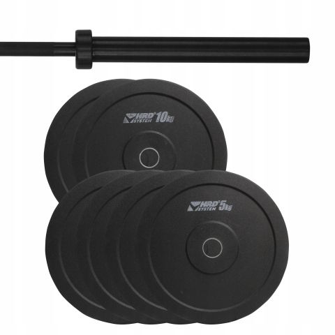 ZESTAW 60KG OBCIĄŻENIE OLIMPIJSKIE BUMPER + GRYF - HRD System