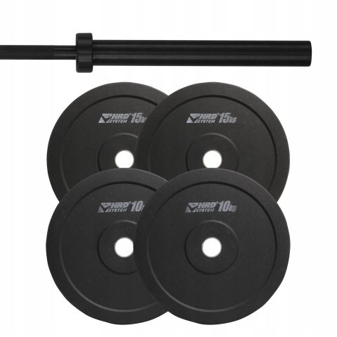 ZESTAW 70KG OBCIĄŻENIE OLIMPIJSKIE BUMPER + GRYF - HRD System