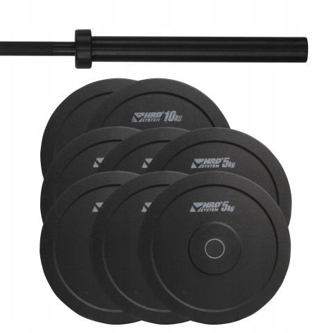 ZESTAW 70KG OBCIĄŻENIE OLIMPIJSKIE BUMPER + GRYF - HRD System