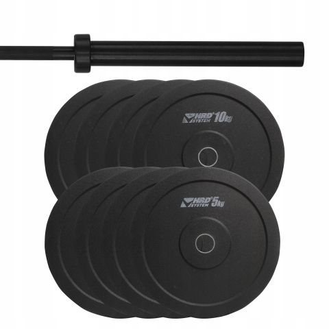 ZESTAW 80KG OBCIĄŻENIE OLIMPIJSKIE BUMPER + GRYF - HRD System