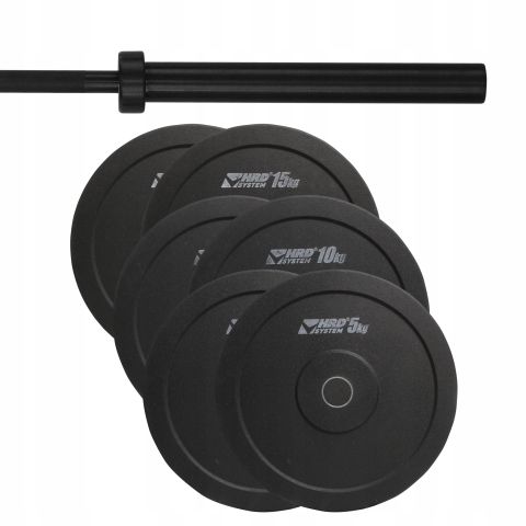 ZESTAW 80KG OBCIĄŻENIE OLIMPIJSKIE BUMPER + GRYF - HRD System
