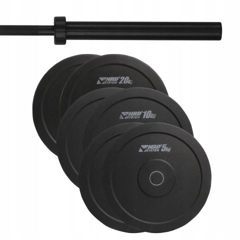 ZESTAW 90KG OBCIĄŻENIE OLIMPIJSKIE BUMPER + GRYF - HRD System
